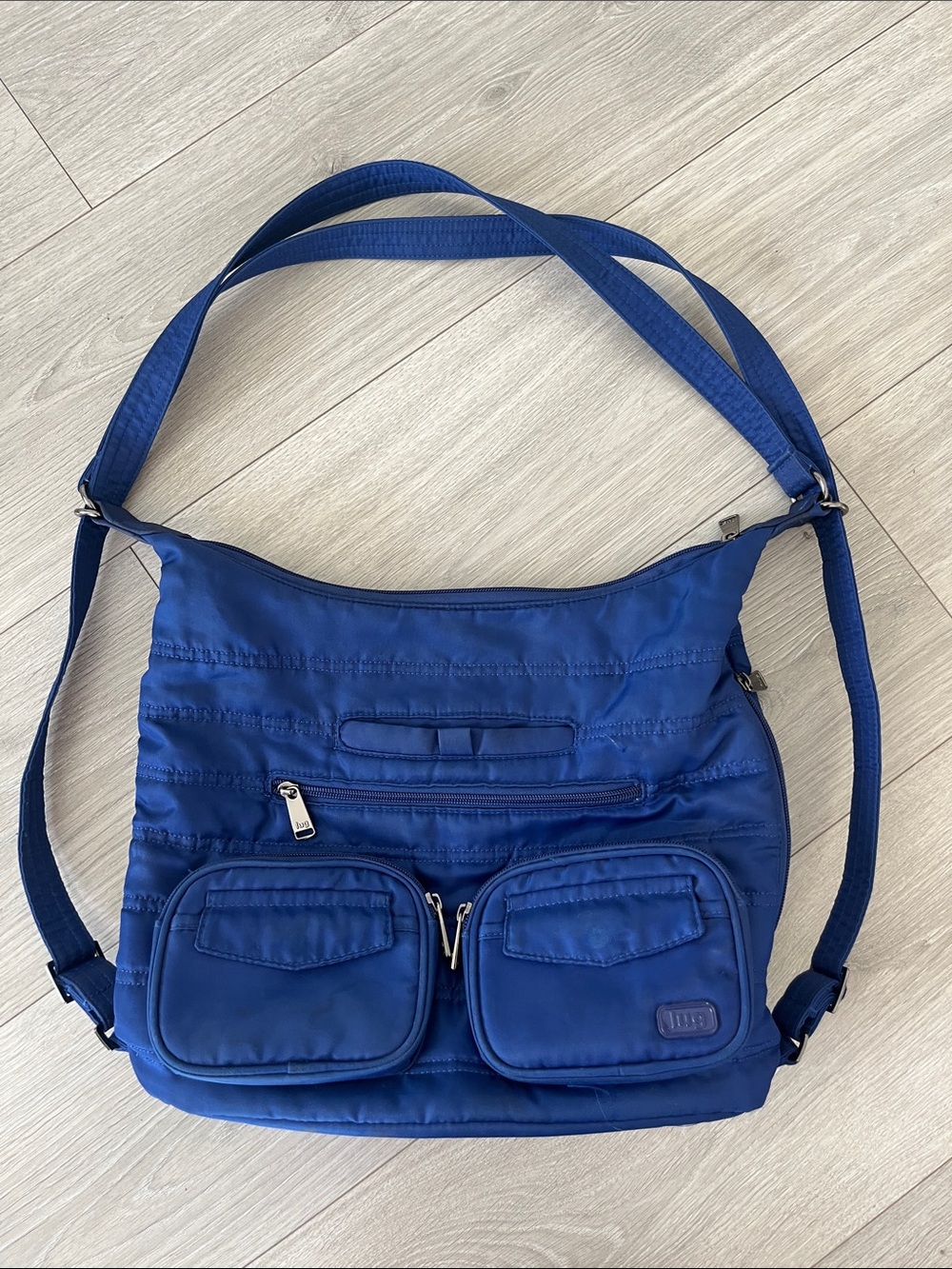 lug Blue Nylon Multi-Pocket Backpack Purse
